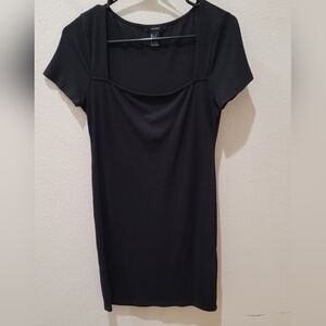 Forever 21 Black Ribbed Square Neck Bodycon Dress